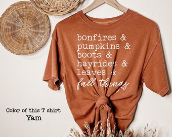 All the Fall Things Shirt, Yam Fall T-shirt, Autumn Comfort shirt Fall T Shirt, Fall Tee, oversized fall tee Trendy Graphic Shirts for Women