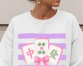 Mahjong Sweatshirt, Preppy Tile Game Crewneck, Mahjong Social Club Sweatshirt