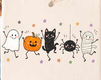 Dancing Ghost Pumpkin Mummy and Black Cat Halloween Comfort Colors® T-shirt  Halloween Ghost T-shirts, Spooky Season T-shirt