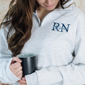 Personalized Nurse Gift, Embroidered Quarter Zip RN Sweatshirt, Nurse Gifts, Nurse Graduation Gift, Personalized Nurse Gifts