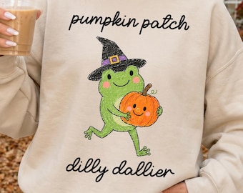 Pumpkin Patch Sweatshirt, Frog & Pumpkin Sweatshirt, Dilly Dally Crewneck