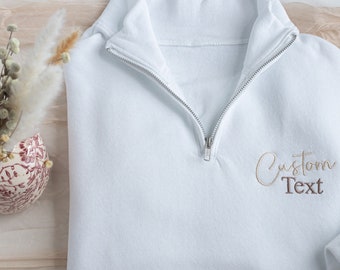 Custom Quarter Zip Sweatshirt, Custom Embroidered  Quarter Zip Unisex Sweatshirt, Monogrammed Bridesmaid Gifts, Mother's Day Gifts