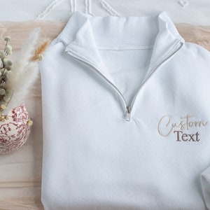 Custom Quarter Zip Sweatshirt, Custom Embroidered  Quarter Zip Unisex Sweatshirt, Monogrammed Bridesmaid Gifts, Mother's Day Gifts