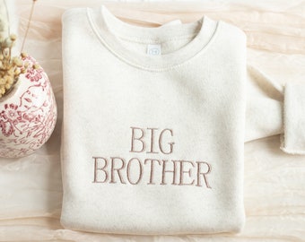 Embroidered Big Brother Sweatshirt, Toddler Sweatshirt, Fleece Toddler Crewneck, Custom Toddler Sweatshirt, Natural Sweatshirt