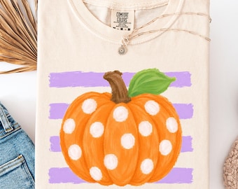 Stripe Preppy Fall Comfort Colors® T-shirt, Cute Fall T-shirts, Autumn T-shirt