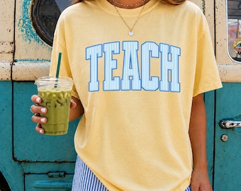 Stripes Teacher Comfort Colors® T-shirt, Back to School Tee,  Back to School Gift for Teacher, Preppy Teacher t-shirt