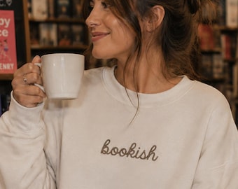 Embroidered Bookish Sweatshirt, Cozy Book Lover Crewneck, Cozy Reader Gift, Librarian Gift