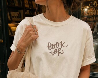 Embroidered Bookish T-shirt: Comfort Colors Bookworm Tee