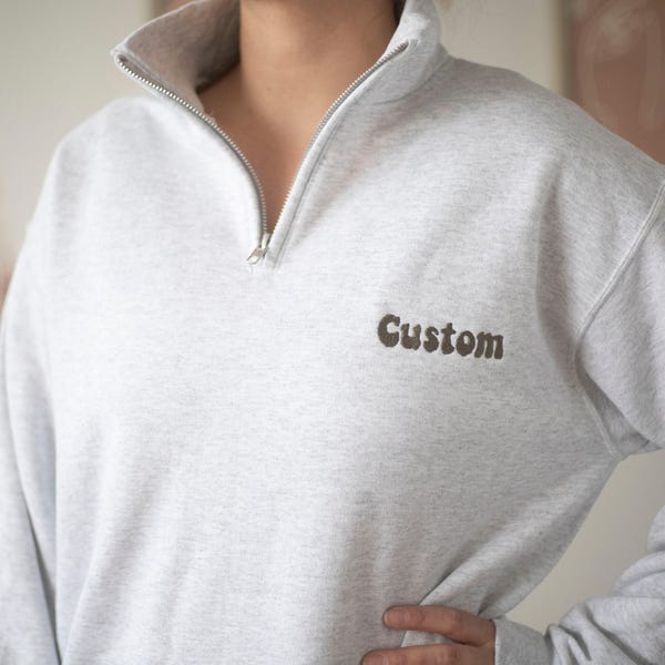 Custom Embroidered Quarter Zip Sweatshirt: Personalized Unisex Top