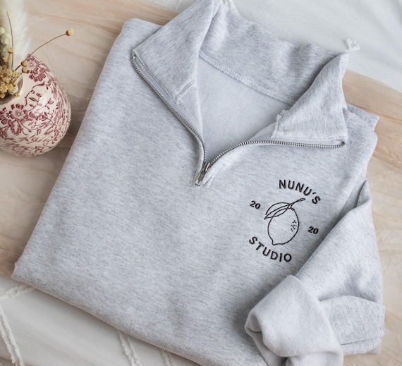 Custom Embroidered Logo Quarter Zip Sweatshirt, Personalized Business Top
