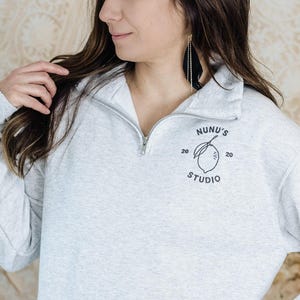 Custom Embroidered Logo Quarter Zip Sweatshirt, Personalized Business Top image 9