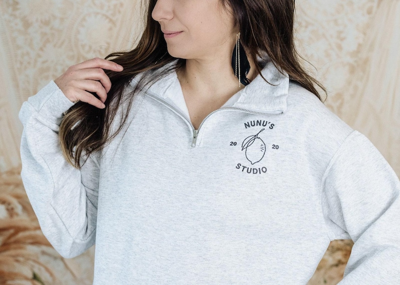 Custom Embroidered Logo Quarter Zip Sweatshirt, Personalized Business Top image 9