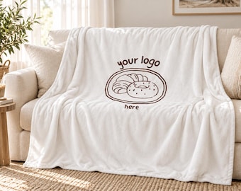 Custom Logo Blanket, Personalized Business Plush Throw, Your Logo Here, Company Client Gift, 50 x 60