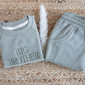 Embroidered Big Brother Sweatshirt Jogger Set: Custom Kids and Baby Top Pullover, Pregnancy Announcement