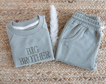 Embroidered Big Brother Sweatshirt Jogger Set: Custom Kids and Baby Top Pullover, Pregnancy Announcement