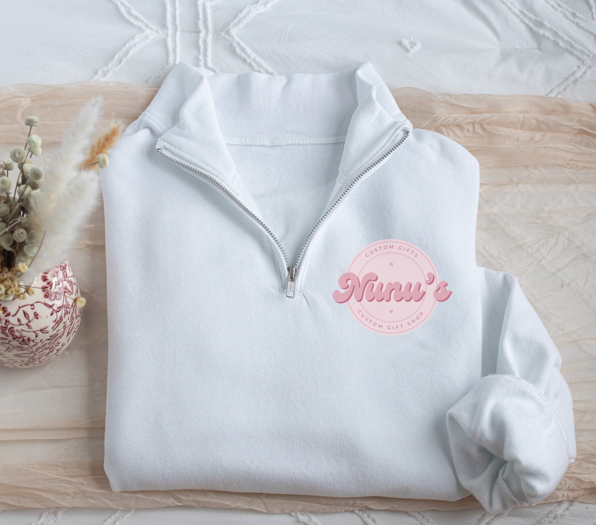 Embroidered Sweatshirt Quarter Zip Monogram Sweatshirt Custom