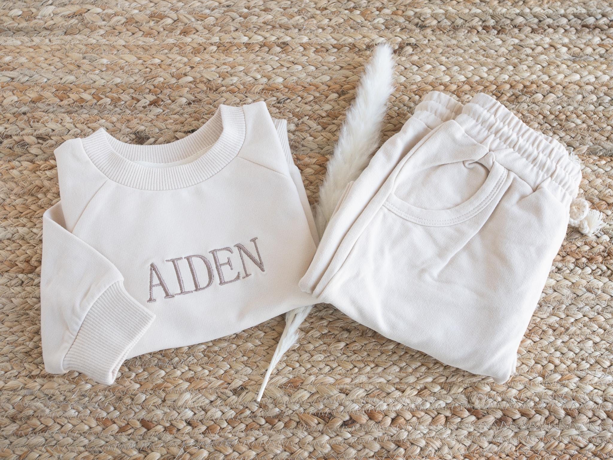 Embroidered Custom Baby Toddler Sweatshirt Jogger Set, Gift for Kids & Babies