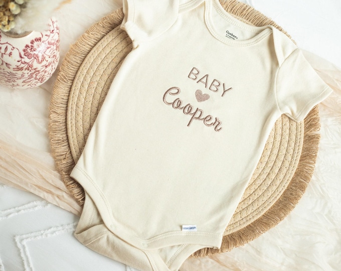 Custom Embroidered Baby Onesie®, Personalized Newborn Gift, Pregnancy Announcement BCC97C