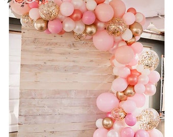 Rose Gold Pink and White Birthday Balloon Garland - 123 pcs - Pink Whi –  SCloud Themes