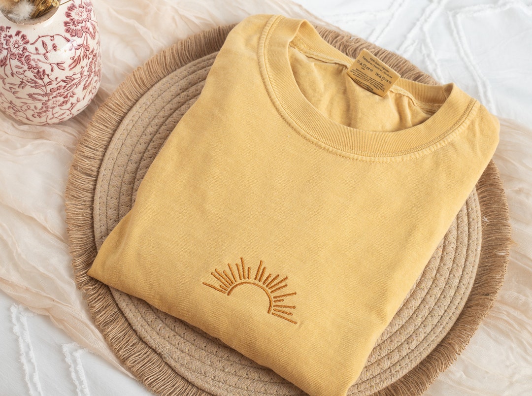 Embroidered Sun Tshirt, Embroidered Sunshine Tshirt