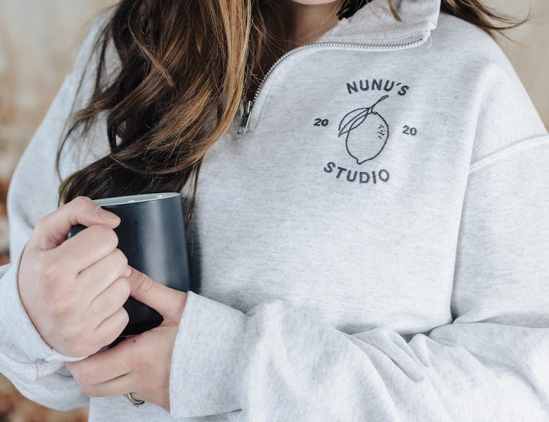 Custom Embroidered Logo Quarter Zip Sweatshirt, Personalized Business Top image 8