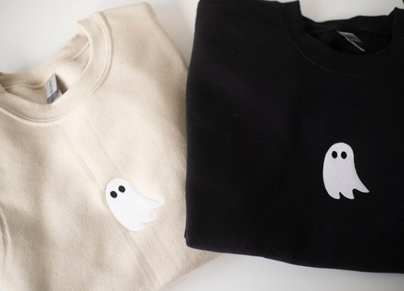 Embroidered Cute Ghost Sweatshirt, Embroidered Fall