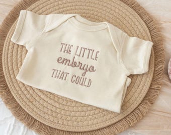 Embroidered 'The Little Embryo That Could' Baby Onesie, Rainbow IVF pregnancy Gift
