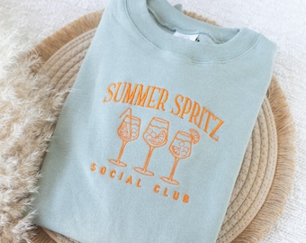 Embroidered Summer Spritz Sweatshirt: Cocktail Crewneck