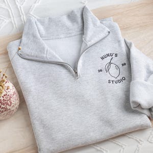 Custom Embroidered Logo Quarter Zip Sweatshirt, Personalized Business Top image 5