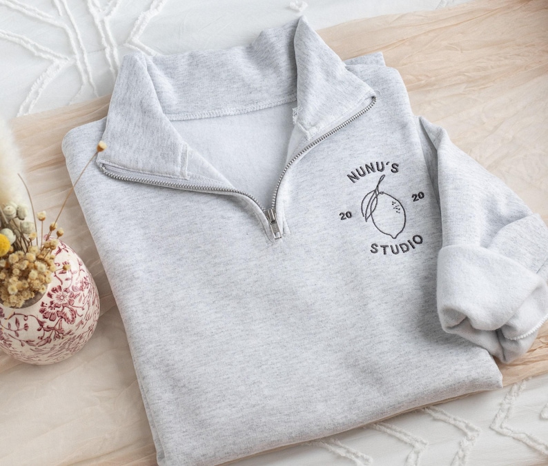 Custom Embroidered Logo Quarter Zip Sweatshirt, Personalized Business Top image 5