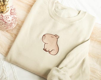 Embroidered Capybara Sweatshirt: Unisex Crewneck, Pet Lover Gift