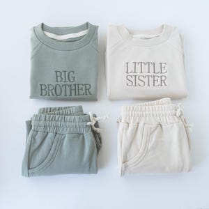 Embroidered Big Brother Little Sister Sweatshirt Jogger Set, Matching set for Siblings, Pregnancy Announcement