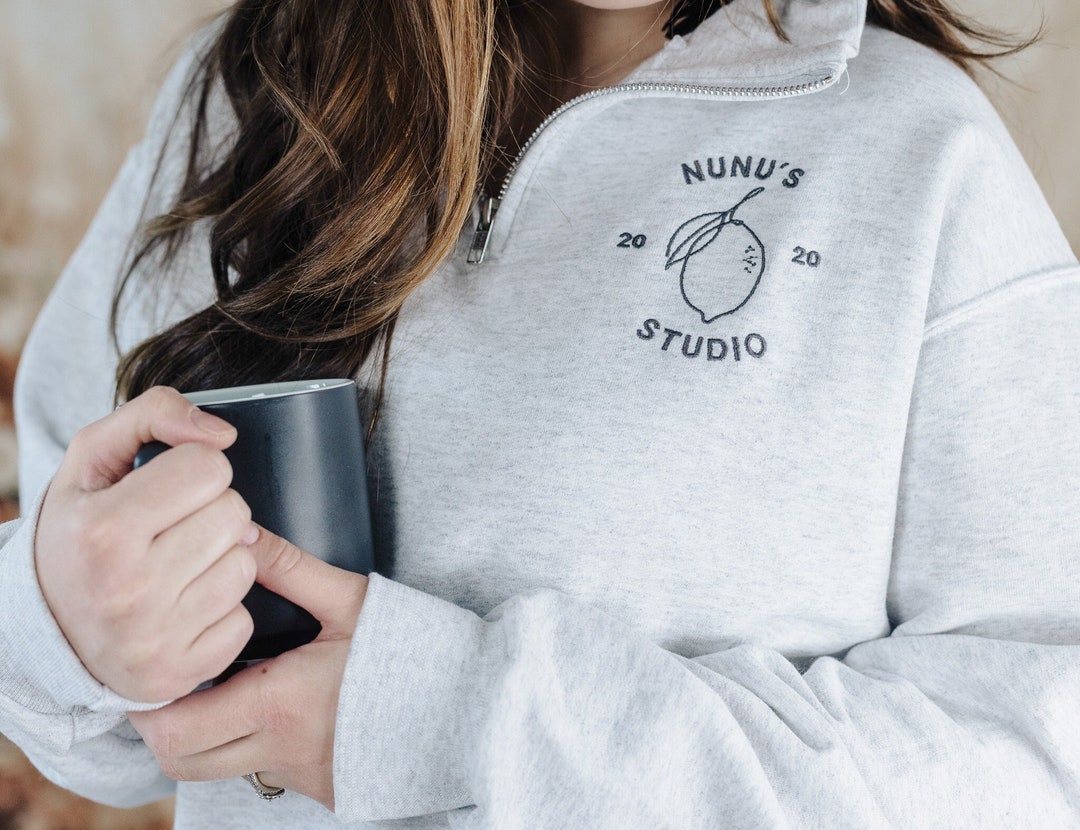 Embroidered Custom Business Logo Quarter Zip Sweatshirt, Custom