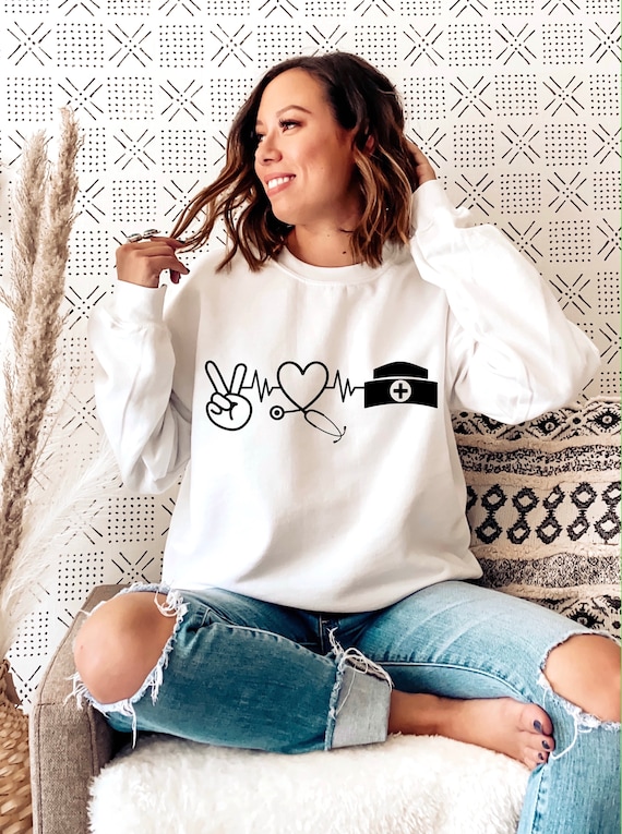 Peace Love Nurse Sweatshirt Nurse Sweatshirt Gift Ideas for - Etsy Canada