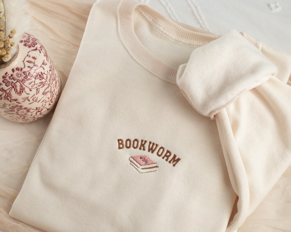 Embroidered Bookworm Sweatshirt, Embroidered Book Lover Sweatshirt, Sweatshirts For Book Club, Book Gifts, Book Club Gift, Book Sweatshirt Sunrisetee