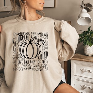 Fall Things Sweatshirt, Cute Pumpkin Fall Sweatshirt, Autumn Sweatshirt Shirt, Thanksgiving Sweatshirt, Pumpkin Spice Sweatshirt