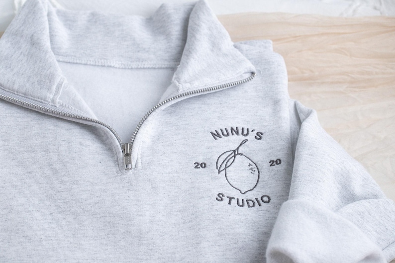 Custom Embroidered Logo Quarter Zip Sweatshirt, Personalized Business Top image 4