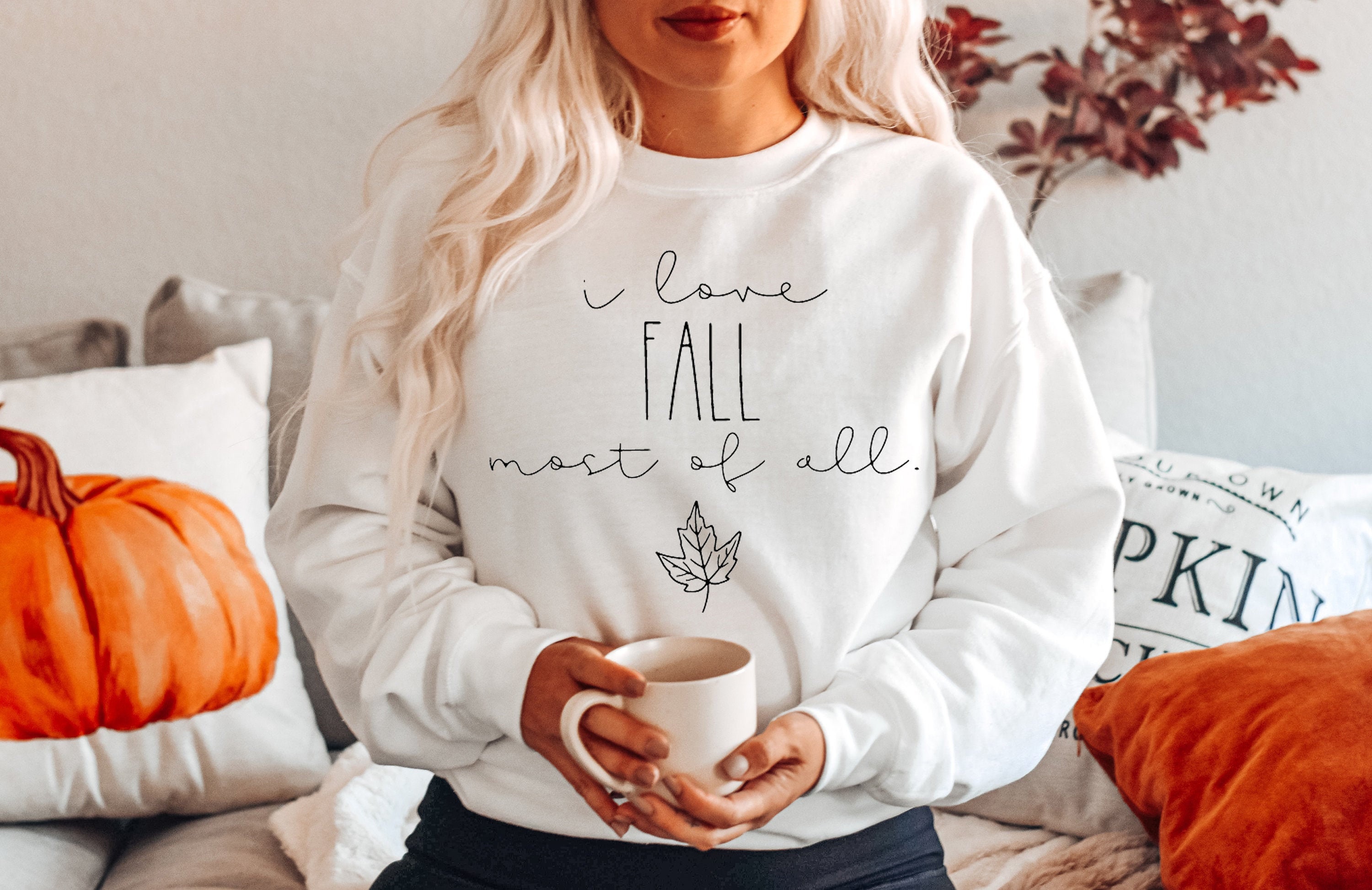 I Love Fall Most of All Sweatshirt Cute Pumpkin Fall - Etsy