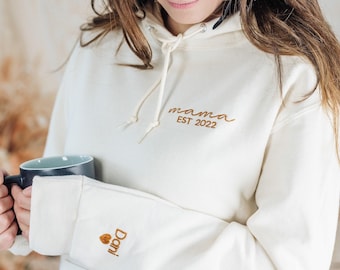 Embroidered Mom Hoodie: Custom Matching Sweatshirt, Pregnancy Announcement