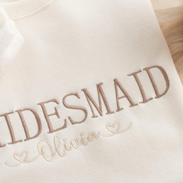 Embroidered Bridesmaid Sweatshirt: Personalized Bridal Party Gift