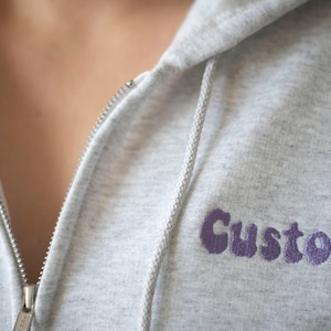 Custom Full Zip Hoodie, Custom Embroidered Full Zip Sweatshirt, Monogrammed Bridesmaid Gifts, Bridesmaid Zipper Sweatshirt ACP97C X