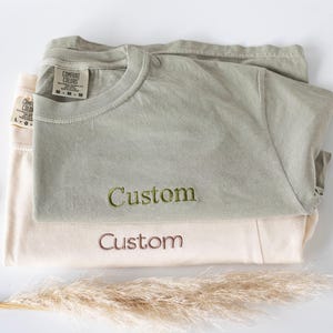 Custom Embroidered Comfort Colors T-shirt, Custom Embroidered Tee, Custom Tee, Embroidered T Shirt, Personalized ACP97C X