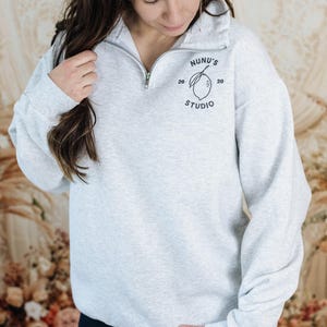 Custom Embroidered Logo Quarter Zip Sweatshirt, Personalized Business Top image 6