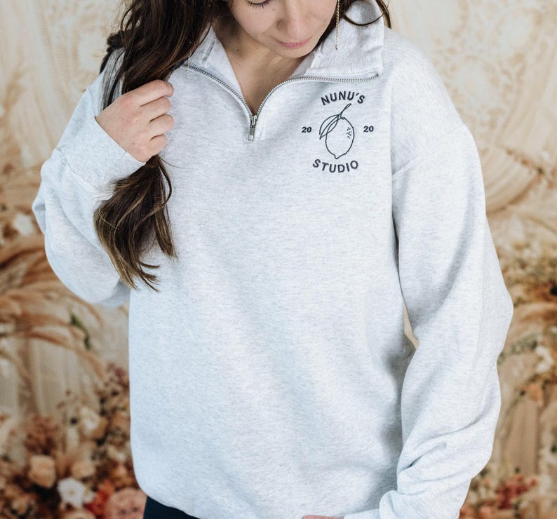 Custom Embroidered Logo Quarter Zip Sweatshirt, Personalized Business Top image 6