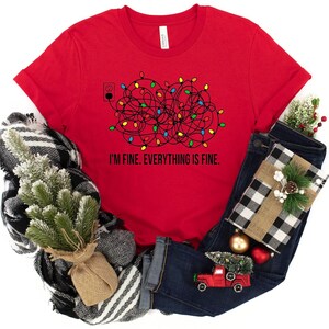 I'm Fine Everything Is Fine Sweatshirt, Christmas Sweatshirt, Sweatshirts Women, Christmas Sweatshirt Women, Christmas Lights Sweatshirt image 2