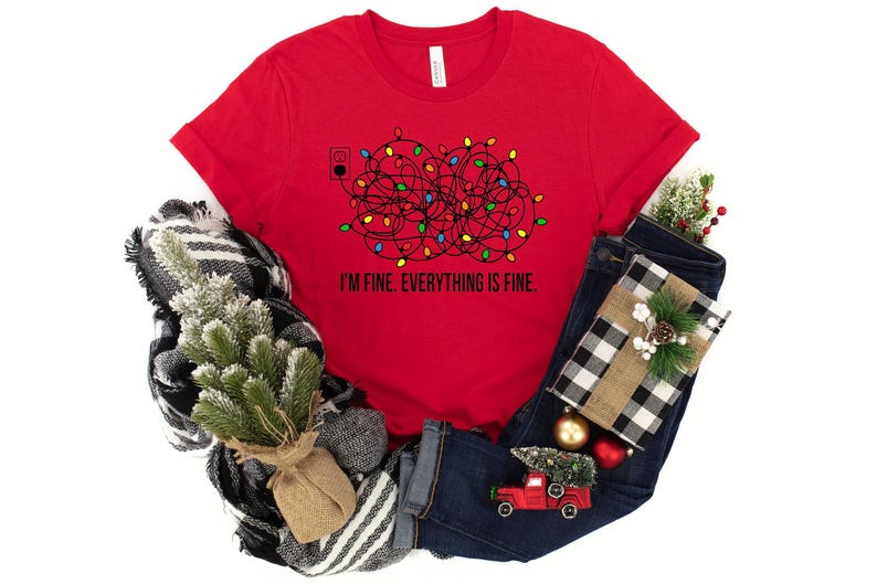 I'm Fine Everything Is Fine Sweatshirt, Christmas Sweatshirt, Sweatshirts Women, Christmas Sweatshirt Women, Christmas Lights Sweatshirt image 2