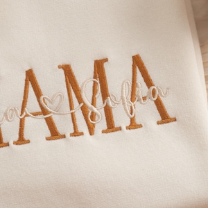 Personalized Gifts for Mom, Gifts for New Mom, Mother&#39;s Day Gifts, Embroidered Mom Sweatshirt with Kids Names MZC250C