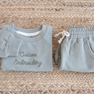 Embroidered Custom Jogger Set Baby Toddler, Toddler TracKSuit, Sweatshirt Set Kids, Personalized Kids Jogger Set, Custom Baby Gifts COC97C X