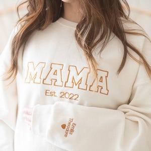Custom Embroidered Mama Sweatshirt, Sleeve Mama Grammy Embroidered Crew, Embroidered Mom mama Grandmother Sweatshirt Kid Names CMC250C X