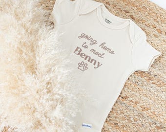 Going Home to meet My Dog Baby Onesie® Personalized Gifts Newborn